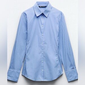 Zara Blue Striped Button Down Shirt